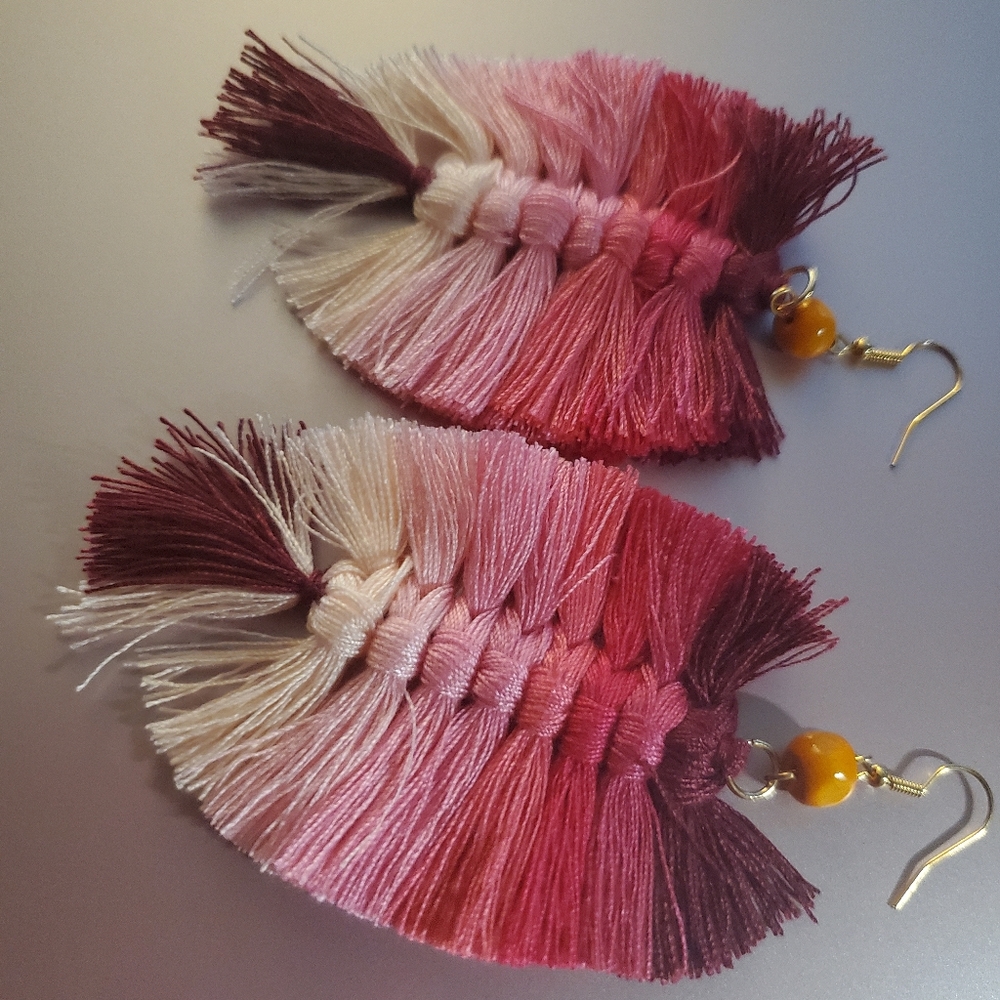 Hot Pink Tassel Earrings